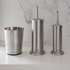 3pcs Stainless Steel Trash Can Plunger And Toilet Brush Iron Collection Set