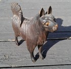 Antique Black Forest Hand Carved Wood Dog With Glass Eyes 1890s Signed
