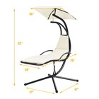 Costway Patio Hanging Hammock Chaise Lounge Chair With Canopy Cushion Beige