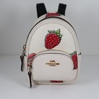 Coach Mini Court Backpack Bag Charm With Strawberry Print Cao93 Nwt