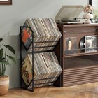Vinyl Record Storage Rack  2-tier Vinyl Record Stand 200 Lps  Reinforced Design