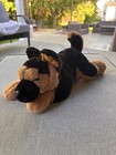Fao Schwarz German Shepherd Black Brown Puppy Dog Plush Stuffed Laying Down 15 