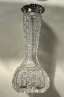 Rare Vintage Cut Glass Crystal Bud Vase With A Silver Petal Shape Rim