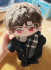 For Plush 20cm Doll Cool Guy Black Sweater Pants Scarf Winter Clothes Dress Up