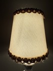Vintage Farmhouse Ivory Linen Fabric Clip On Lamp Shade W jute Trim 4   x4   