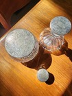 Antique Crystal Dresser Vanity Jars Sterling Silver Art Nouveau Lids