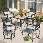 3 5 Piece Outdoor Bar Set Bar Height Patio Sets Table And Swivel Chairs Lawn