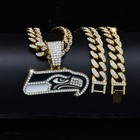 Seattle Seahawks Nfl Football Fan Gold Silver Pendant Necklace Cuban Chain