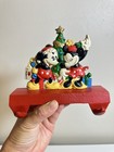 Vintage Disney Mickey Minnie Mouse Cast Iron Stocking Holder Christmas Decor