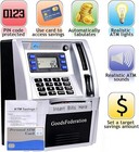 Atm Piggy Bank For Real Money Kids Adults toy Silver black 