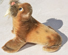 Vintage 1950 s Steiff Paddy Walrus Tag Button Mohair Plush 7  Original Owner