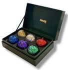 Set If 6 Vintage Shiny Multi Color Waffle Dimple Golf Ball Christmas Ornaments