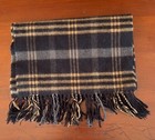 100  Cashmere Scarf - Plaid- Made In Scotland- Black  Tan White 12   x68    Euc 