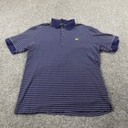 Masters Polo Shirt Mens L Blue White Stripe Pima Augusta National Golf Course