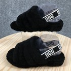 Ugg Fluff Yeah Slide Slipper Sandals Womens 8 Black Slingback Platform Open Toe