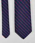 Vtg Men s  100  Polyester Repp Tie Navy Red Stripes 4  X 54 