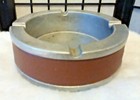  Vintage  Metal Brown Faux Leather Ashtray Mid Century Modern Man Cave Decor