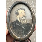 Vintage Miniature Portrait Sterling Frame Bearded Painted Man Stand Read