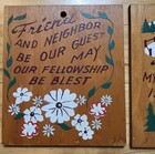 Vtg Cabin Lodge Decor Wood Wall Art Set Of 2 Plaques Friend Neighbor Guest House