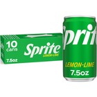 Sprite Lemon Lime Mini Soda Pop Soft Drink  7 5 Fl Oz  10 Pack Cans