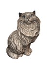 Vintage 1967 Persian Cat Statue Large Gray Ceramic Figurine Mid Century Decor