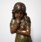 Antique 16  French Art Nouveau Sculpture Of  frimas  By Ferville-suan  C  1920