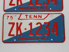 2-1975 Sequential Zk-1234 Handicap Vet License Plate Tennessee Pair Front back