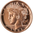 Exclusive  999 Fine Copper Round - 1 Oz Peace Design From Valente Sales