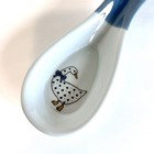 Vintage Spoon Rest Duck Goose W  Blue Bow Stoneware 9 5    L Cottagecore