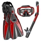 Adult Scuba Diving Swimming Fins Adjustable Flippers Shoe Goggles Snorkeling Set