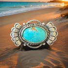 Antique Navajo Turquoise Sterling Silver Ingot Pin Art Deco 1920s - 30s Marked