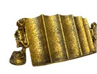 Vtg Gold Tone Metal Lipstick Stand Caddy Cherubs Vanity Decor
