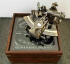 5  Brass Antique Nautical Astrolabe German Marine Sextant W mirror Wooden Box