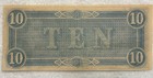 1864 Confederate States Of America  10 Ten Dollars - Civil War Note No  58207