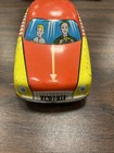 Vintage Tin Toy Car Friction E  Flim Lemez Foreign Taxi With Driver And Family