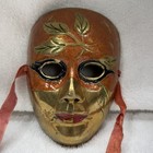 Brass Decorative Mardi Gras 6    Mask Solid Brass With Ribbon Made In India