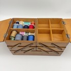 Vintage Wooden 3 Tier Cantilever accordion Sewing Box Yugoslavia