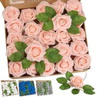 50pcs Blue White Artificial Flowers Foam Roses Decoration Diy For Wedding Party