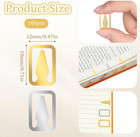 100 Metal Bookmarks Clips - Stainless Steel Page Markers For Readers  silver gol