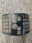 Wow Chinese Black Hetian Jade Hand Carved Ancient Seal Script Text Circle Cong