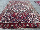 6x9 Antique Oriental Heriz Rug Handmade Handwoven Geometric Vintage Real Old Red