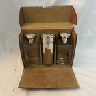 1940-50s Travel Bar Set Germany Leather Case 4 Cups 2 Shakers 2 Bottles