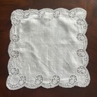 Beautiful Antique Victorian Linen Scalloped Princess Lace Wedding Hankie 11x11 
