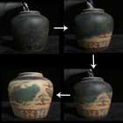 Special Old Chinese Hand Painting Black Glaze Porcelain Covered Pot  tian  Mark