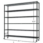 6-tier Rolling Wire Shelving Unit - Heavy Duty  Adjustable  Modular   Black