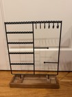 Metal   Wood Hanging Jewelry Organizer Stand  Black brown  Multi-compartment