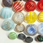 23 Vintage Striped Moonglow Glass Buttons   Just Under 7 16  To Almost 3 4 