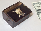 19th Century Antique Poison Box Hand Painted Skull Apothecary Cabinet Drawer