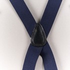 Suspenders Navy Blue Stretch Silver Clip-on X-back Adjustable Braces Polyester