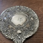 Vintage Vanity Hand Mirror Silver Plate Repousse  Raised Ornate Roses